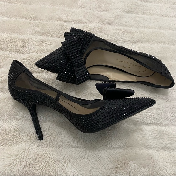Jessica Simpson Ranika Pump Black Studded Bow Heels Size 9 - Picture 12 of 17